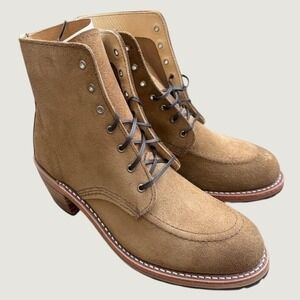 Red Wing Heritage Clara 3402 Olive Mohave Suede Lace Up Boots Womens 9.5 B NEW